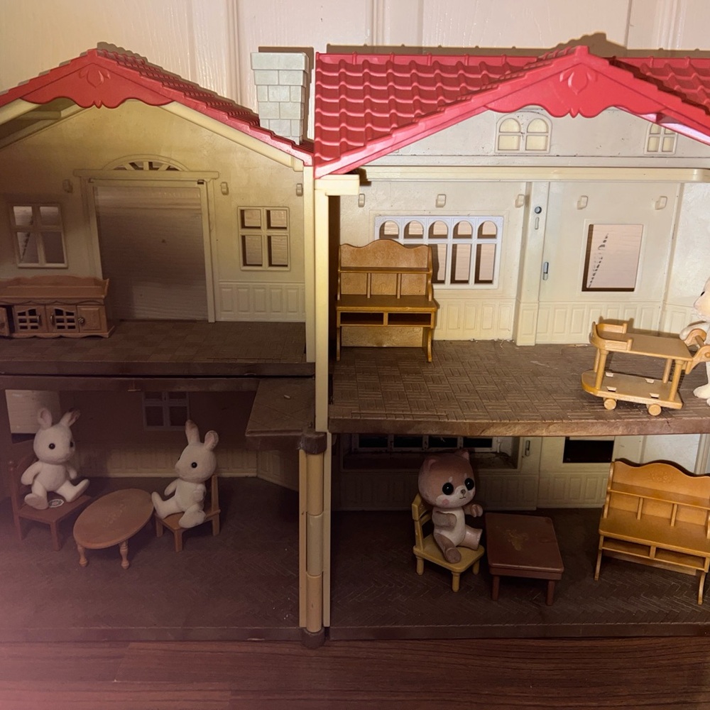 Beach Bunny Playhouse with Red Roof and Cream Walls